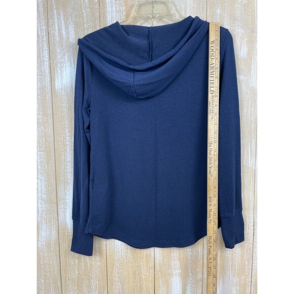 IDEOLOGY Active Women's Blue Heathered Cozy Knit Hoodie Size XS Thumb Holes - Picture 4 of 9